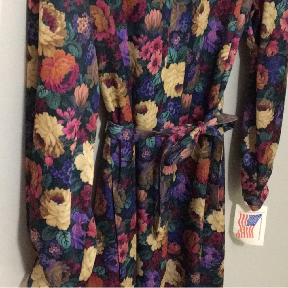 RARE NWT Vintage Nancy Frock 1970’s Floral Long Sleeve Dress, Size 16P Colorful - Picture 4 of 14